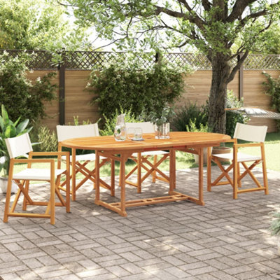Berkfield 4 Piece Folding Garden Chairs Cream White Fabric - image 1