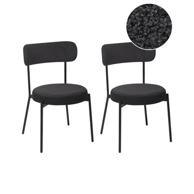 Beliani Set Of 2 Dining Chairs Allison Boucle Black - image 1