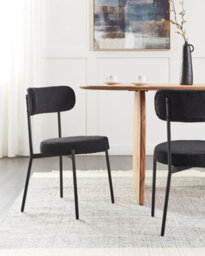 Beliani Set Of 2 Dining Chairs Allison Boucle Black - thumbnail 2
