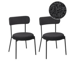 Beliani Set Of 2 Dining Chairs Allison Boucle Black - thumbnail 1