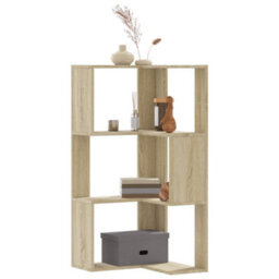 Walplus Corner Bookcase 3-Tier Sonoma Oak 50X50X102 Cm Engineered Wood
