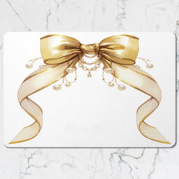 Benjamin Tate Design Gold Ribbon Placemat And Coaster Set, Luxury Bow Collection, Wood Base, Limited Edition - thumbnail 2