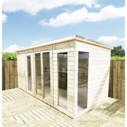 Marlborough - 10 X 14 Combi Pressure Treated T&g Pent Summerhouse + Side Garden Shed (10Ft X 14Ft) / (10' X 14') (10X14) - thumbnail 3