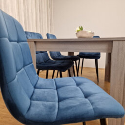 Kosy Koala Grey Dining Table Set With 4 Blue Velvet Tufted Chairs With 1 Bench - thumbnail 4