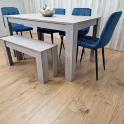 Kosy Koala Grey Dining Table Set With 4 Blue Velvet Tufted Chairs With 1 Bench - thumbnail 6