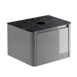 Plum&clay Mayfair Gloss Light Grey Wall Hung Bathroom Vanity Unit With Black Slate Countertop (W)750mm (H)406mm - thumbnail 2