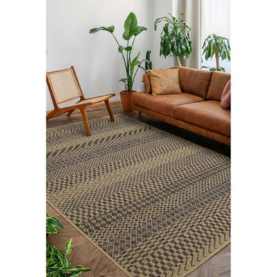 Melrose County Striped Natural Patterned Indoor Non-Slip Large Area Rug 160/225Cm - image 1