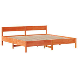 Berkfield Bed Frame Without Mattress Wax Brown 180X200 Cm Super King Solid Wood Pine - thumbnail 7