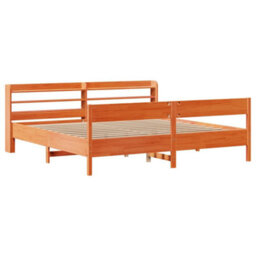 Berkfield Bed Frame Without Mattress Wax Brown 180X200 Cm Super King Solid Wood Pine - thumbnail 3
