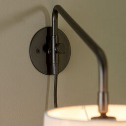 Luminosa Lighting Luminosa Carlson 1 Light Wall Light Matt Black & Light Grey Cotton Mix, E14 - thumbnail 5