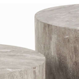 Wyld Haus Munkebo Set Of 2 Grey Marble-Effect Round Coffee Tables - thumbnail 5