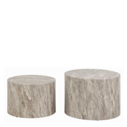 Wyld Haus Munkebo Set Of 2 Grey Marble-Effect Round Coffee Tables - thumbnail 2