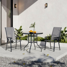 Breeins 3 Piece Outdoor Black Garden Furniture Set Dining Set Umbrella Table And Folding Chairs For Patio Lounge Balcony 80 Cm