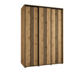 Arte Cannes Vi Sliding Door Wardrobe In Oak Artisan - Premium Laminated Board - Pvc-Finished Edges - W180Cm X H205Cm X D60Cm - thumbnail 1