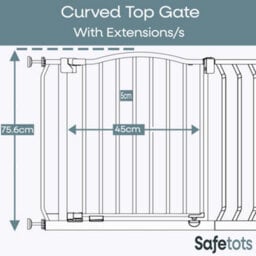 Safetots Curved Top Safety Gate, 161Cm - 170Cm, Matt Grey, Pressure Fit Stair Gate - thumbnail 3