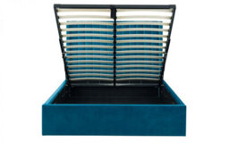 "Ashfield Premium - Teal Scalloped Velvet Ottoman Bed - Double 4Ft 6"" (135Cm)" - thumbnail 6