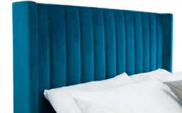 "Ashfield Premium - Teal Scalloped Velvet Ottoman Bed - Double 4Ft 6"" (135Cm)" - thumbnail 7