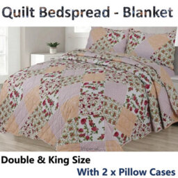 TheWhiteWater Limited Bedspread - Luxury Quilted - Reversible Two Sided - Bed Throw Warm Quilt - Bedspread Patchwork Freya Pink Set 150 Gsm - 3 Tog - thumbnail 3