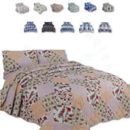 TheWhiteWater Limited Bedspread - Luxury Quilted - Reversible Two Sided - Bed Throw Warm Quilt - Bedspread Patchwork Freya Pink Set 150 Gsm - 3 Tog