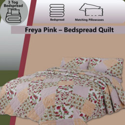 TheWhiteWater Limited Bedspread - Luxury Quilted - Reversible Two Sided - Bed Throw Warm Quilt - Bedspread Patchwork Freya Pink Set 150 Gsm - 3 Tog - thumbnail 5