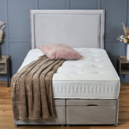 Bsspoke Ottoman Divan Bed Cream Plush With Orthopaedic Mattress And 54Inch Headboard End Lift Up Storage Solid Base In All Sizes - thumbnail 4