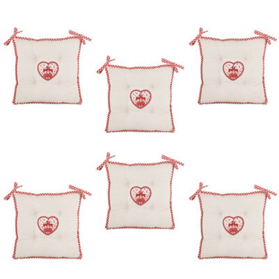 Dibor Set Of 6 Gingham Stag Indoor Furniture Dining Chair Seat Pads (L)40Cm X (W)40Cm - image 1