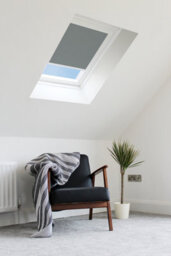 Bloc Blinds Dark Grey Blackout Blind For Velux Roof Window Size   Uk04, White Frames - thumbnail 3