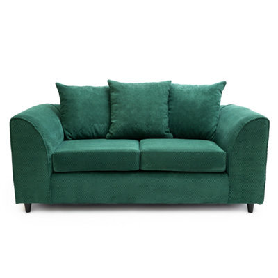 Abakus Direct Jumbo Grid Forest Green 2 Seater Sofa Plush Comfort With Deeply Padded Cushions - image 1