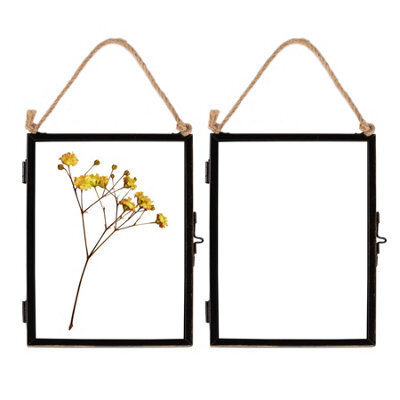 "Nicola Spring 5X Hanging Metal Photo Frames - 5"" X 7"" - Black - Picture Frame Wall Mounted Frame With Rope" - image 1