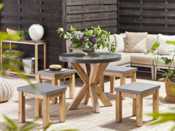 Beliani Garden Dining Table Olbia 90 Cm 90 Cm Concrete Grey - thumbnail 2