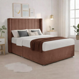 Luxury Mink Plush Milan Single Bed Frame With Mattress 54 Inches Wingback Headboard 2 Footend Storage Drawers - thumbnail 3