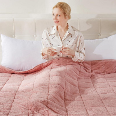 Vivo Teddy Fleece Weighted Blanket Quilted Sherpa Throw Deep Sleep Therapy Relax - 125 X 180Cm - 6Kg - image 1