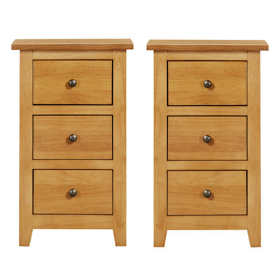 Hallowood Furniture Aston 3 Drawer Small Bedside Table (Pair) - image 1