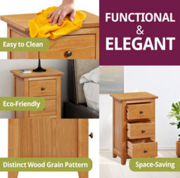 Hallowood Furniture Aston 3 Drawer Small Bedside Table (Pair) - thumbnail 4