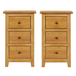 Hallowood Furniture Aston 3 Drawer Small Bedside Table (Pair) - thumbnail 1