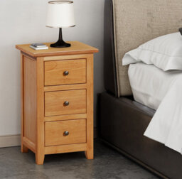 Hallowood Furniture Aston 3 Drawer Small Bedside Table (Pair) - thumbnail 9