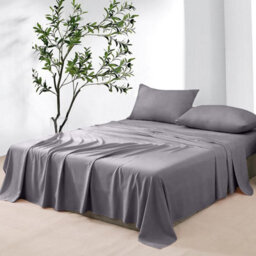 Ameha Flat Sheet 100% Egyptian Cotton Bedsheet Breathable Non Iron Fade Resistant Hotel Quality Grey King Size 270X298 Cm - thumbnail 7