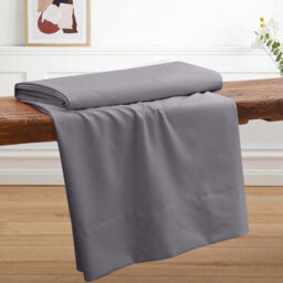 Ameha Flat Sheet 100% Egyptian Cotton Bedsheet Breathable Non Iron Fade Resistant Hotel Quality Grey King Size 270X298 Cm - thumbnail 8