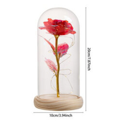 Living And Home Gold Red Glass Dome Rose Warm Light Glass Lamp 10Cm Dia X 20Cm H - thumbnail 9