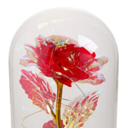 Living And Home Gold Red Glass Dome Rose Warm Light Glass Lamp 10Cm Dia X 20Cm H - thumbnail 7