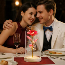 Living And Home Gold Red Glass Dome Rose Warm Light Glass Lamp 10Cm Dia X 20Cm H