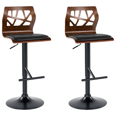 Beliani Set Of 2 Bar Chairs Petersburg Faux Leather Swivel Black - image 1
