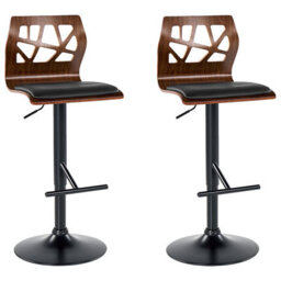 Beliani Set Of 2 Bar Chairs Petersburg Faux Leather Swivel Black - thumbnail 1