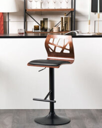 Beliani Set Of 2 Bar Chairs Petersburg Faux Leather Swivel Black - thumbnail 2