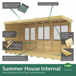Buttercup Farm 10Ft X 6Ft Pent Summer House - Wood - L178 X W302 X H201 Cm - thumbnail 5