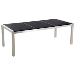 Beliani Garden Dining Set 8 Seater Grosseto Triple Plate Granite Polished Black/ White - thumbnail 9