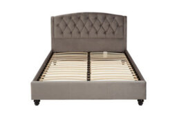 Orsina Elegant Steel Shade Double Bed, Practical Velvet Bed For Bedroom, Compact Sleek Design Diamond Tufted Bed - thumbnail 1