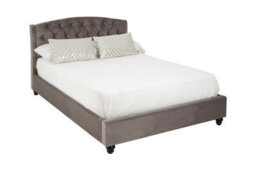 Orsina Elegant Steel Shade Double Bed, Practical Velvet Bed For Bedroom, Compact Sleek Design Diamond Tufted Bed - thumbnail 6