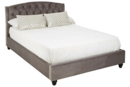 Orsina Elegant Steel Shade Double Bed, Practical Velvet Bed For Bedroom, Compact Sleek Design Diamond Tufted Bed - thumbnail 4