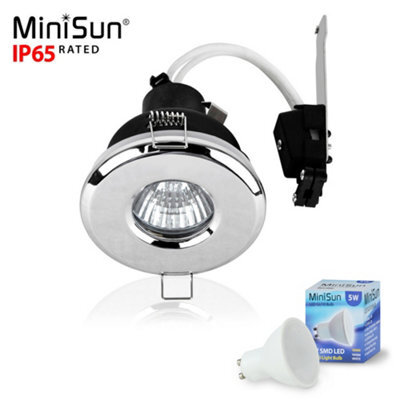 Valuelights Bathroom/shower/soffit Ip65 Polished Chrome Recessed Ceiling Downlight - Includes 5W Led Bulb 3000K Warm White
